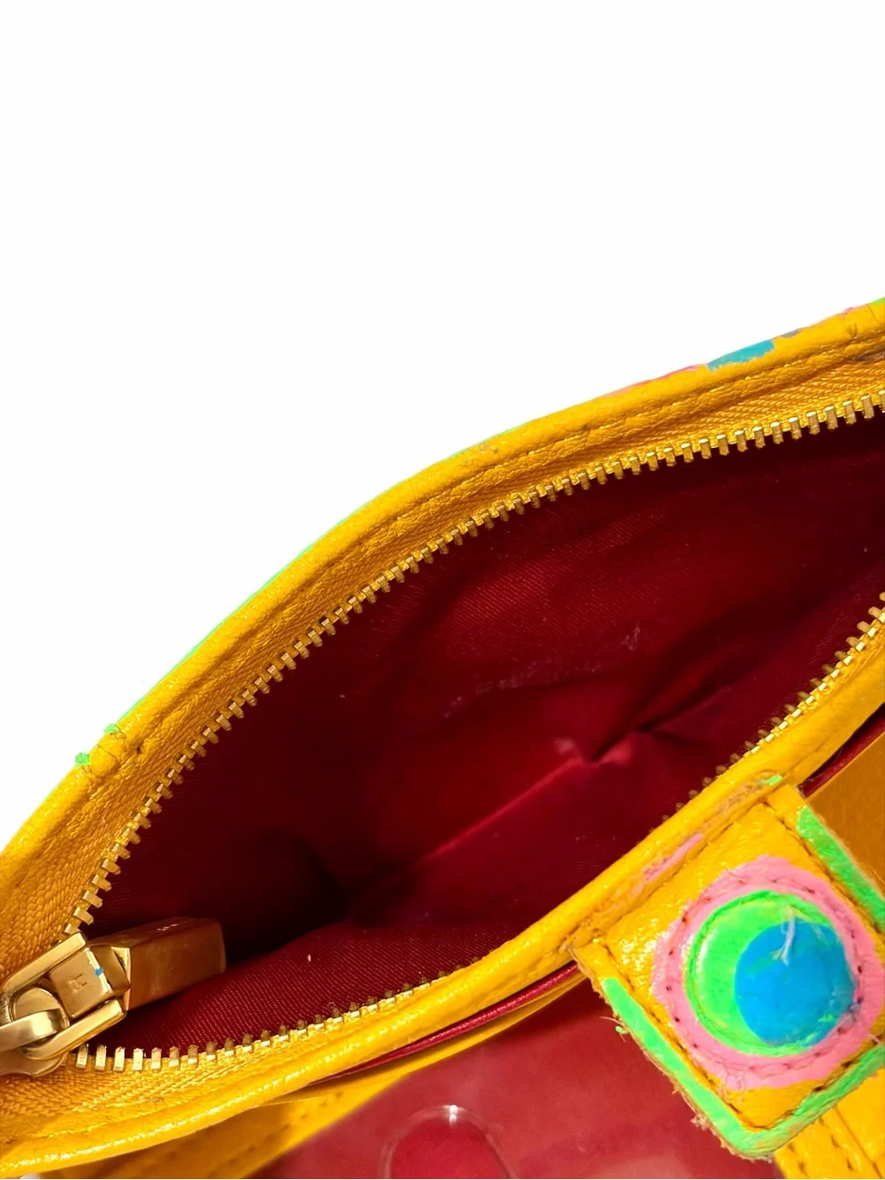 HAMMITT 110 North In Tangerine/Brushed Gold Hammered Rivets Hand Painted Wallet